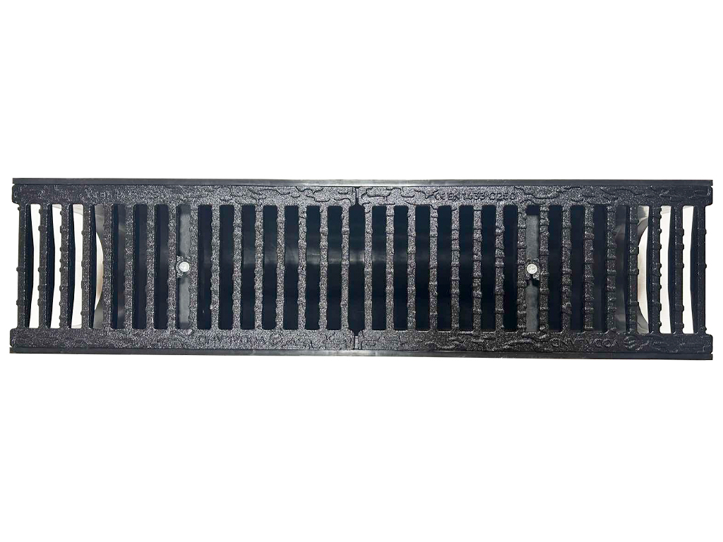 Лоток водоотводный пластиковый BASE DN200 H300 с решеткой чугунной щелевой класс нагрузки C250